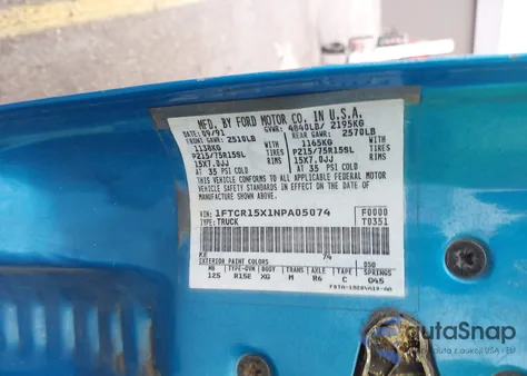 1992 Ford Ranger Super Cab z USA, uszkodzony, nr VIN 1FTCR15X1NPA05074